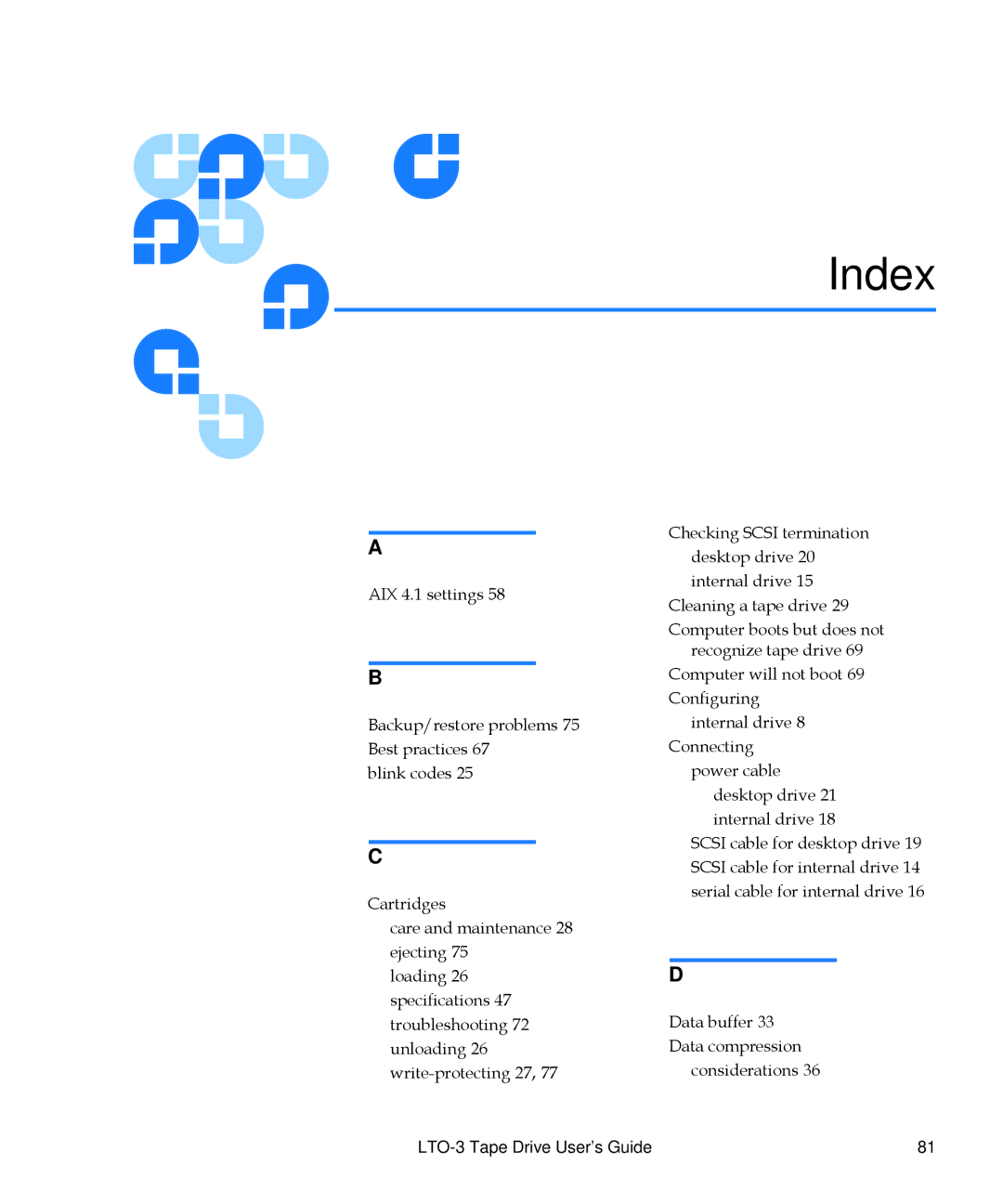 Quantum LTO-3 manual Index 