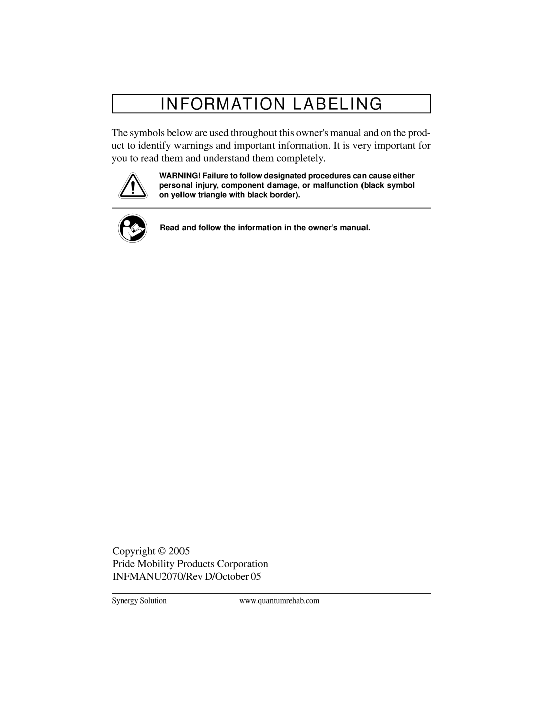 Quantum none manual Information Labeling 