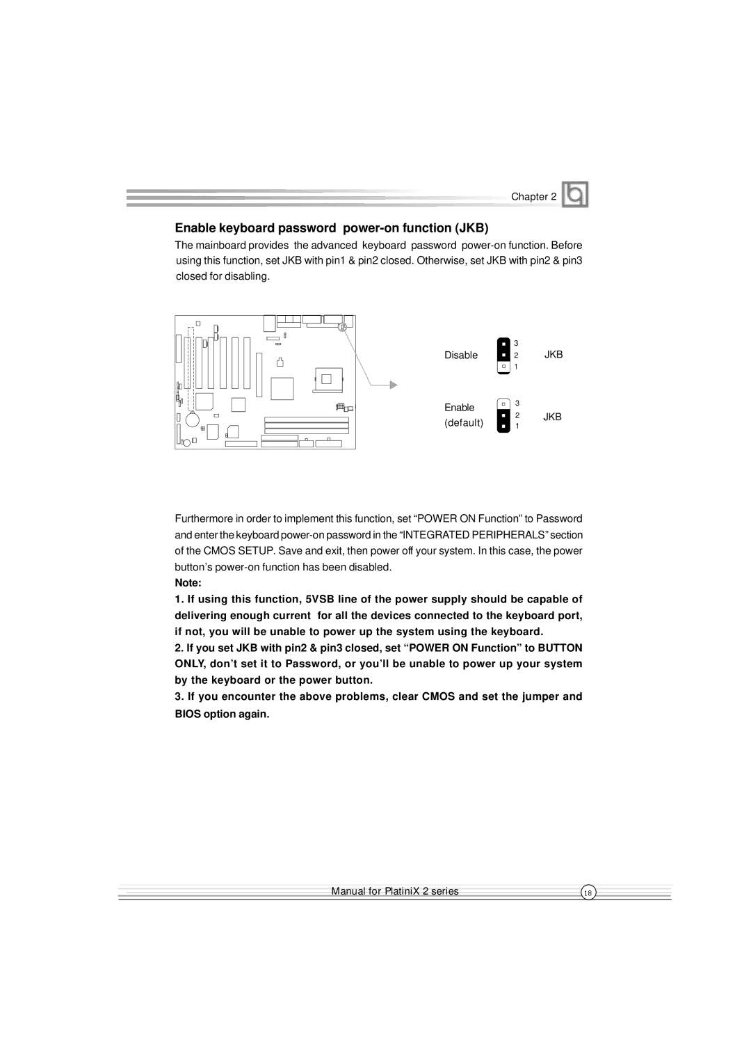 Quantum PlatiniX 2 manual Enable keyboard password power-on function JKB 