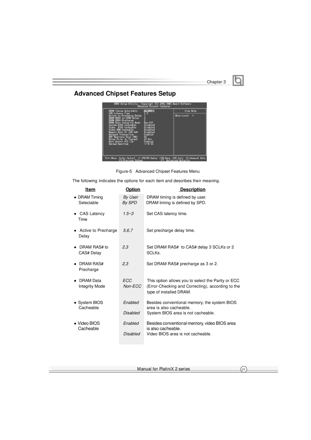 Quantum PlatiniX 2 manual Advanced Chipset Features Setup 