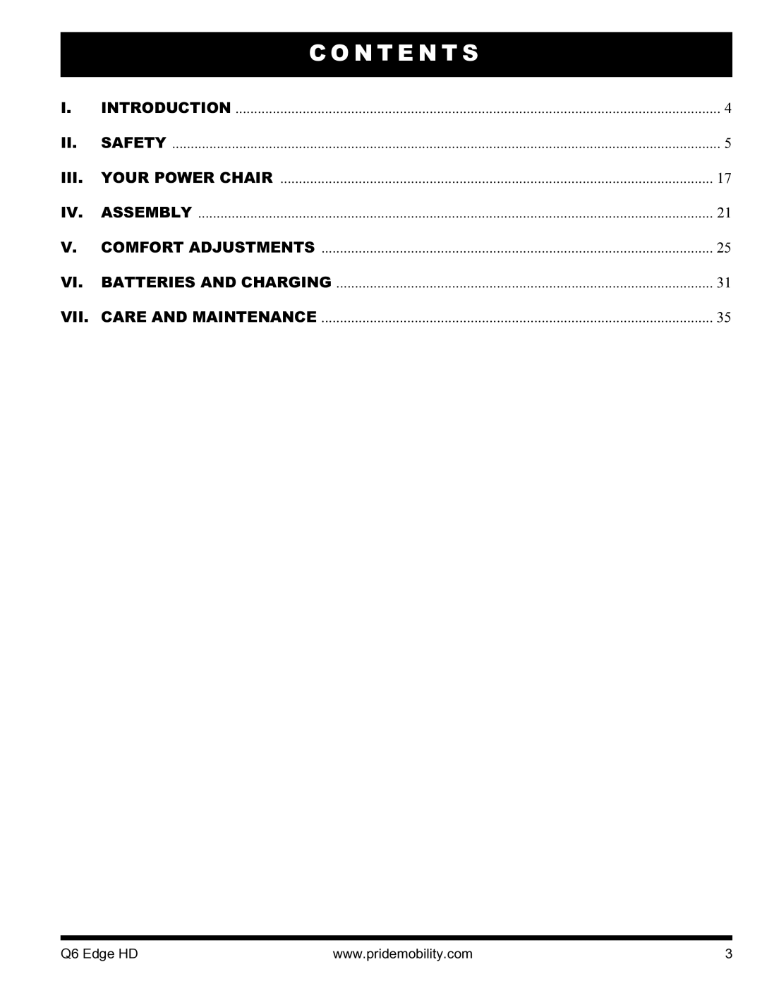 Quantum Q6 Edge HD manual Iii, Vii 