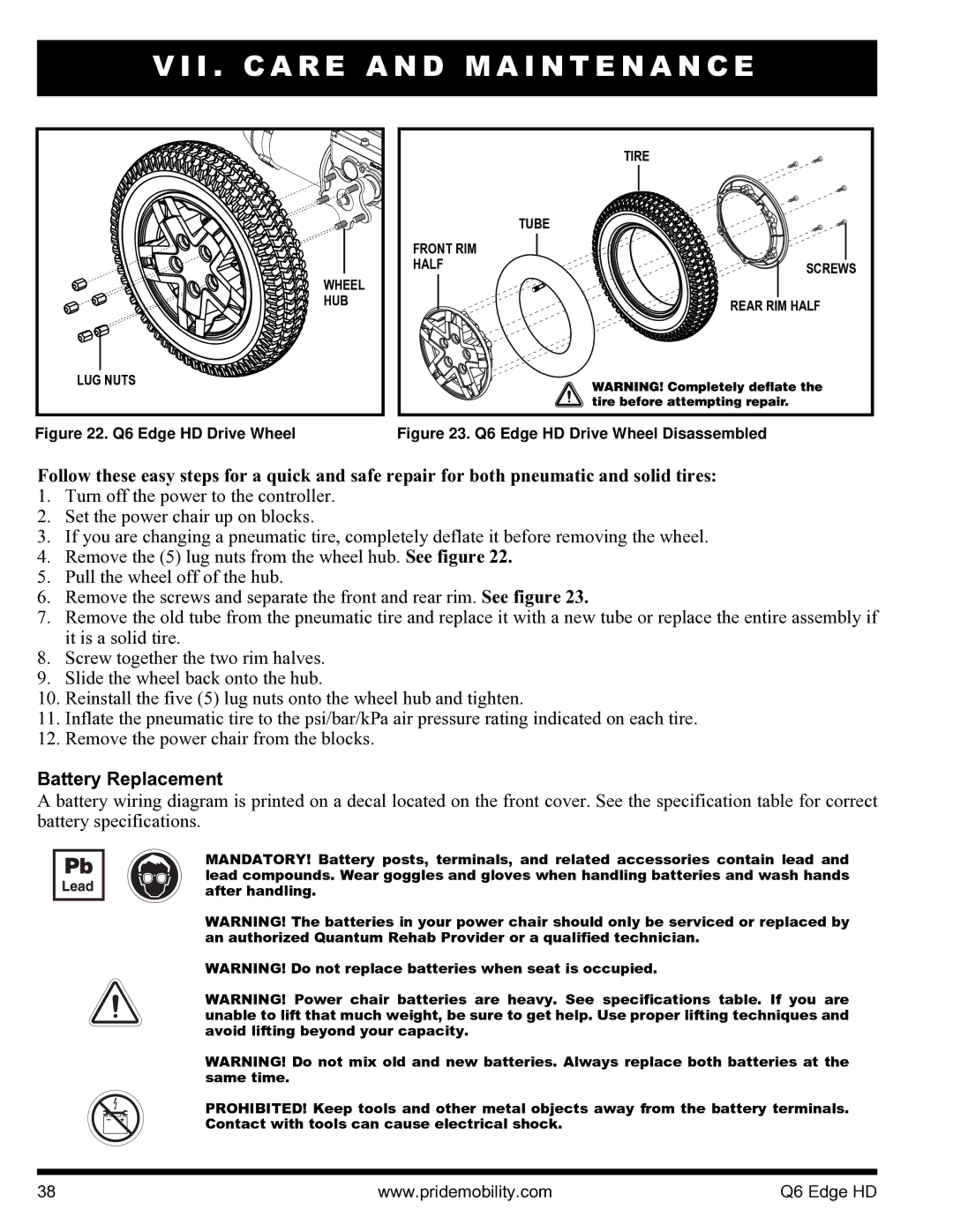 Quantum manual Battery Replacement, Q6 Edge HD Drive Wheel 