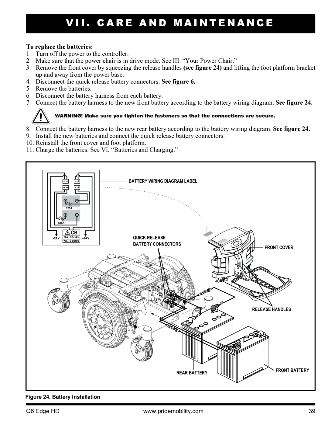 Quantum Q6 Edge HD manual To replace the batteries, Battery Installation 