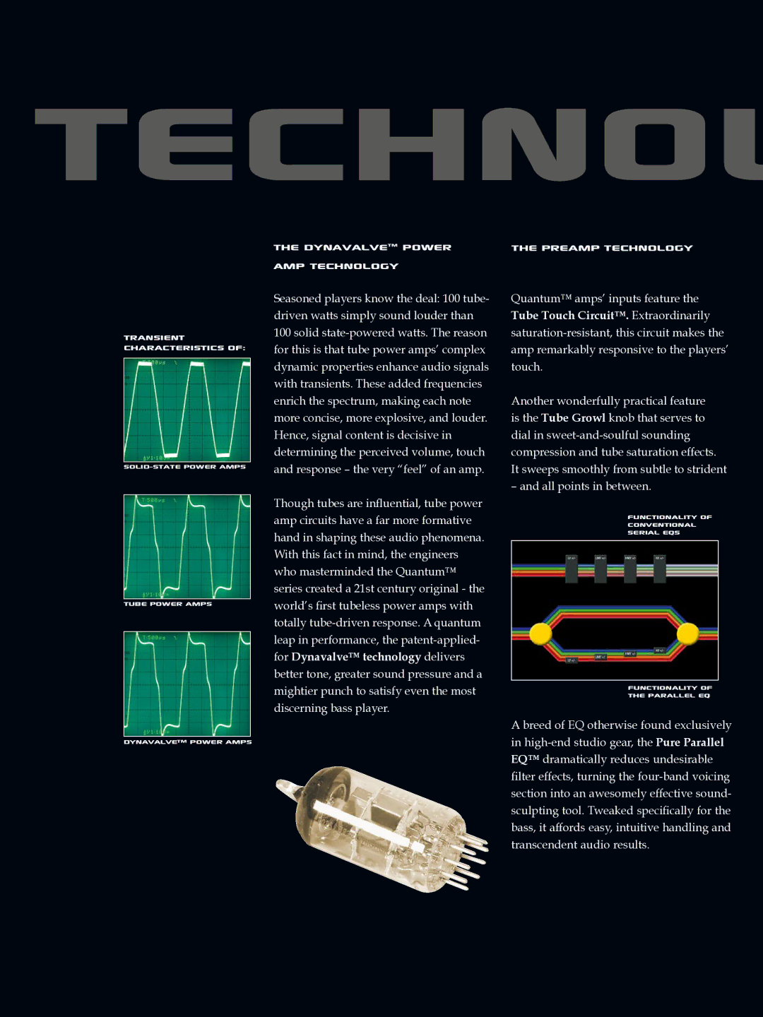 Quantum QC 310 manual DynavalveTM Power Amp Technology, Preamp Technology 