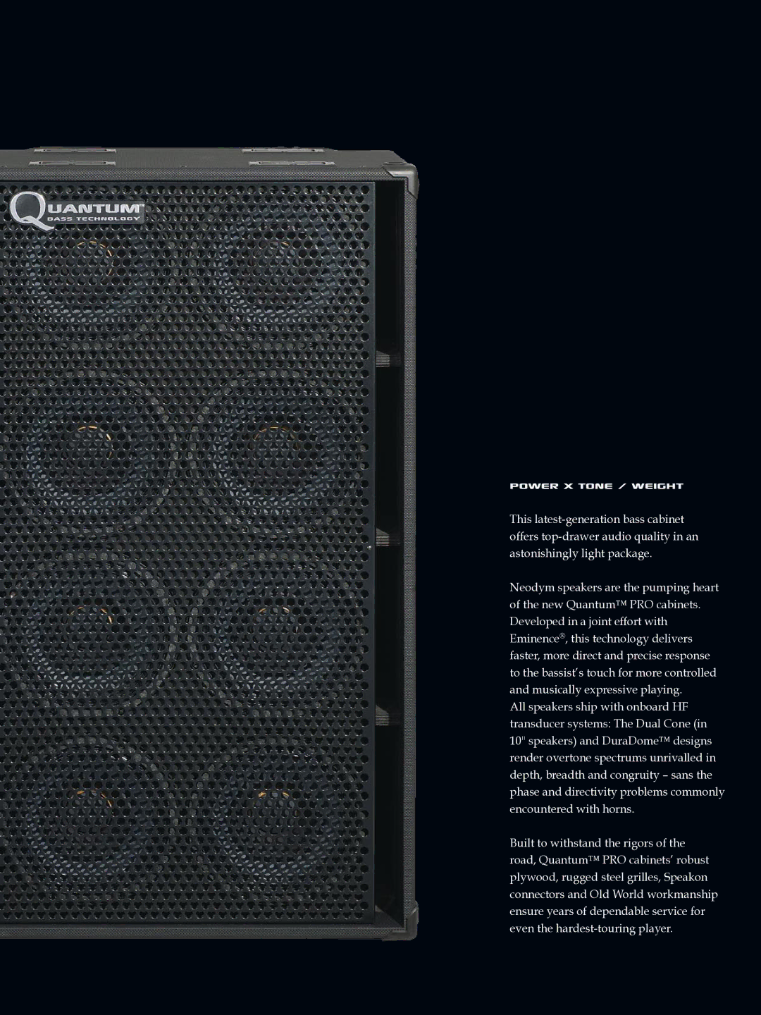 Quantum QC 310 manual Power x TonE / Weight 