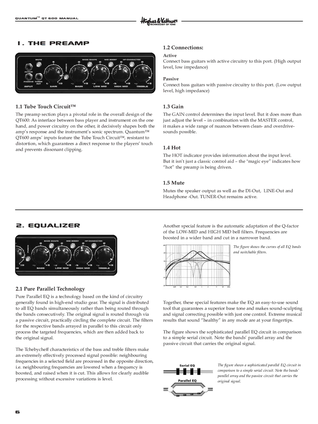 Quantum QT600 manual Preamp, Equalizer 