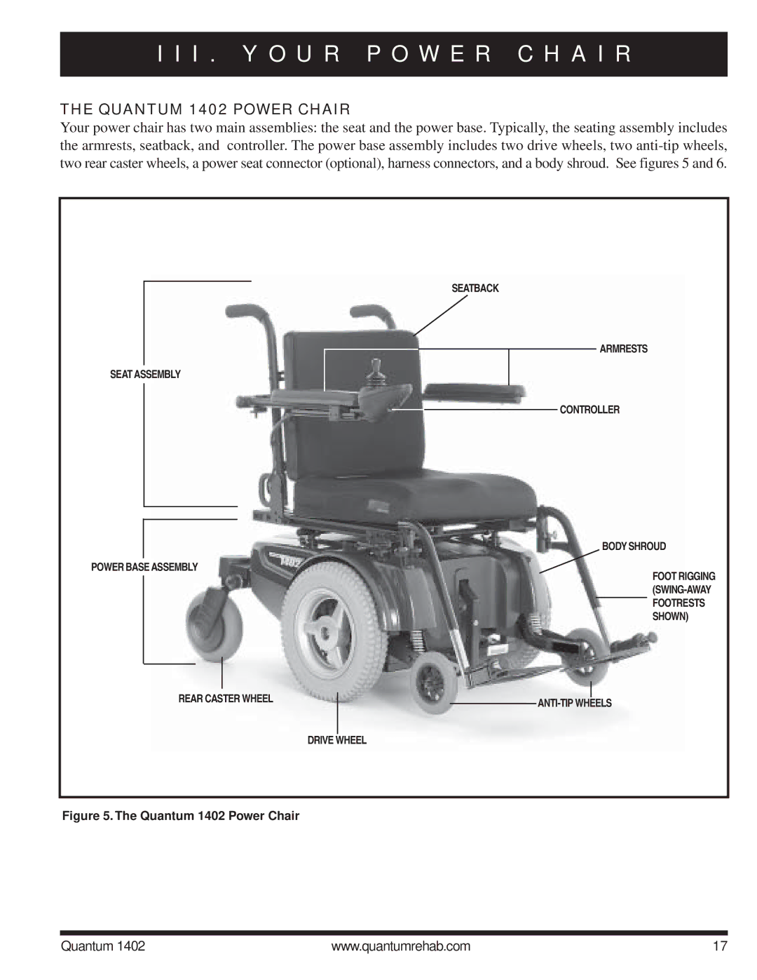 Quantum manual I . Y O U R P O W E R C H a I R, Quantum 1402 Power Chair 