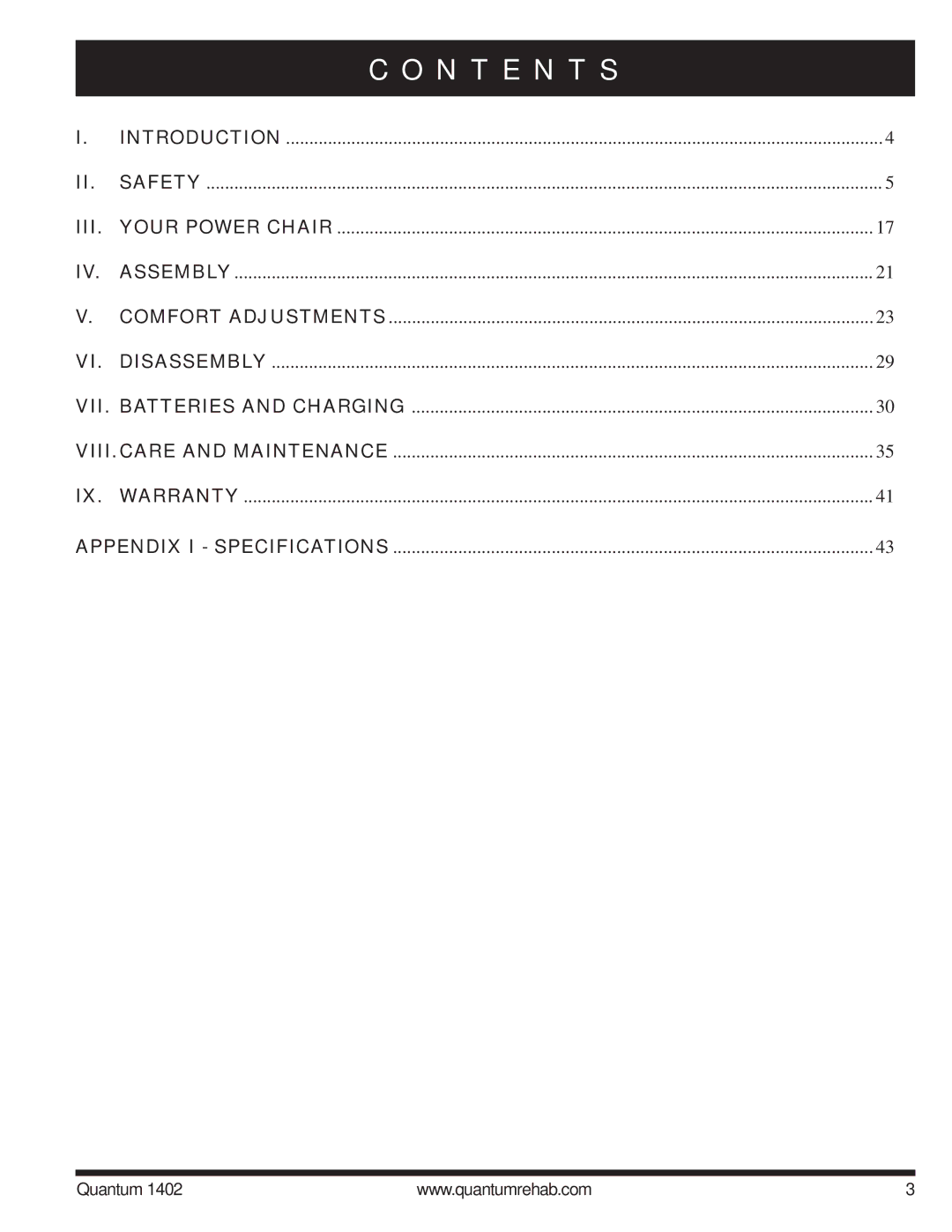 Quantum Quantum 1402 manual N T E N T S, Iii 