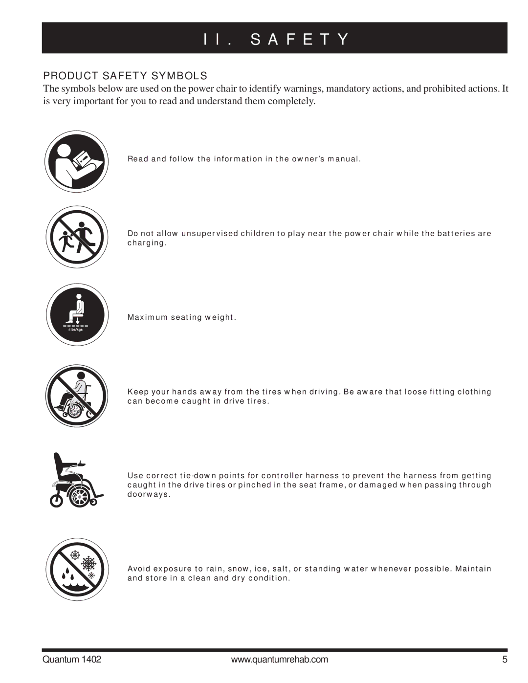 Quantum Quantum 1402 manual S a F E T Y, Product Safety Symbols 