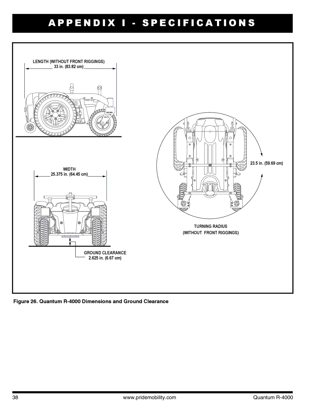 Quantum Quantum R-4400 4MP, Quantum R-4400 4SP, Quantum R-4000 3SP manual Quantum R-4000 Dimensions and Ground Clearance 