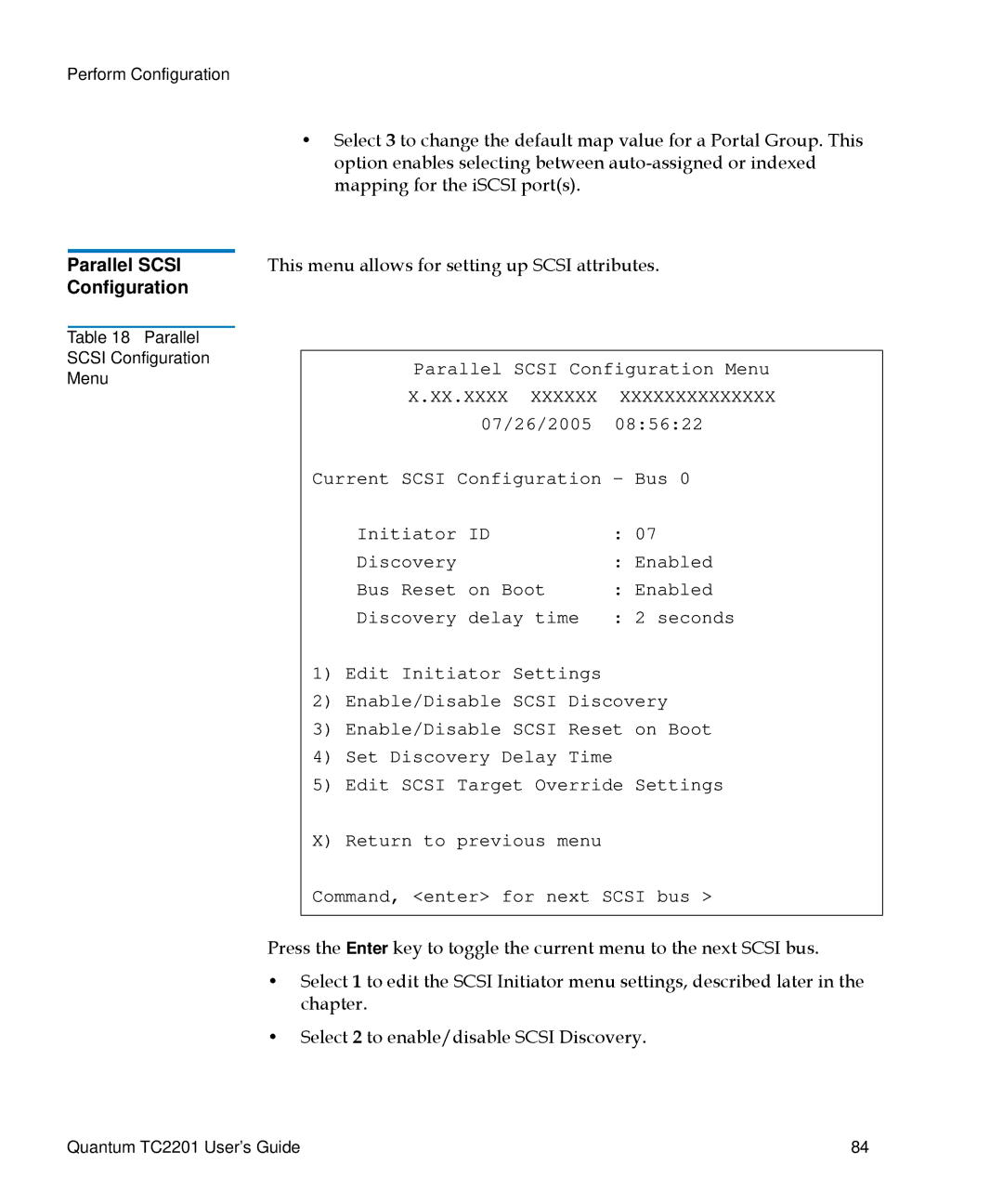 Quantum TC2201 manual Parallel Scsi Configuration 