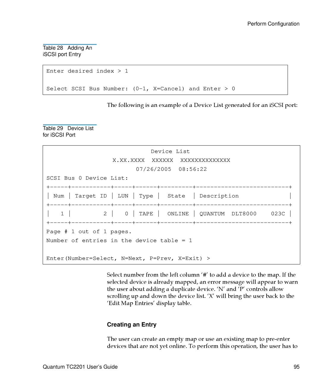 Quantum TC2201 manual Tape Online Quantum DLT8000, Creating an Entry 