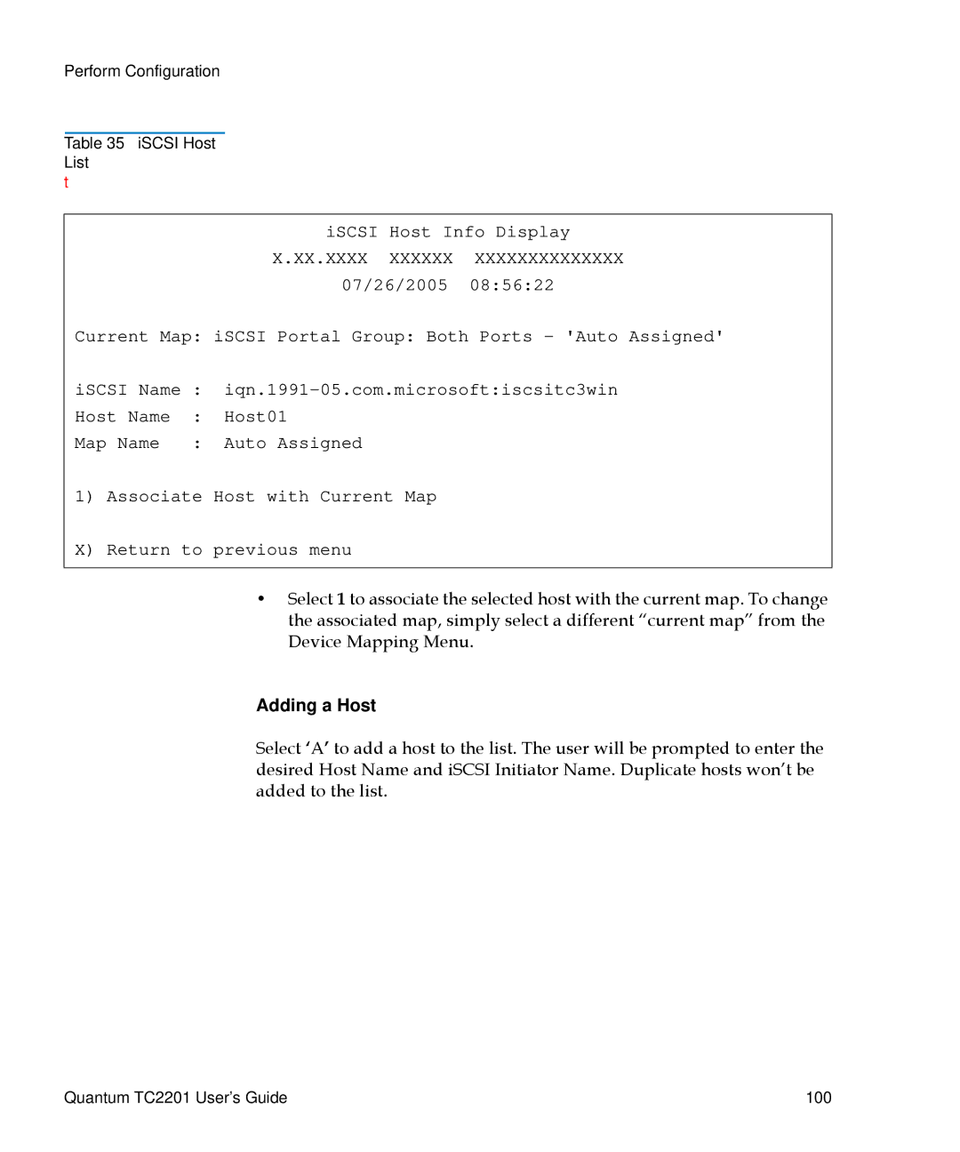 Quantum TC2201 manual Adding a Host 