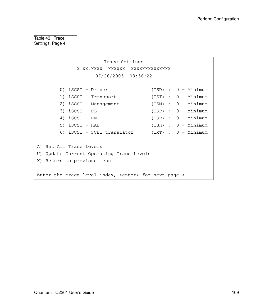 Quantum manual Quantum TC2201 User’s Guide 109 