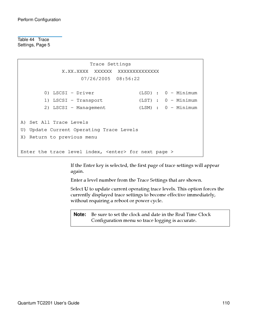 Quantum manual Quantum TC2201 User’s Guide 110 