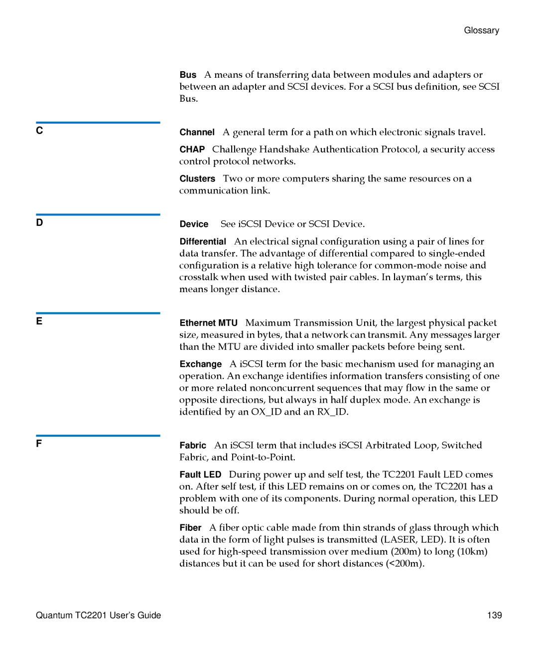 Quantum TC2201 manual Glossary 