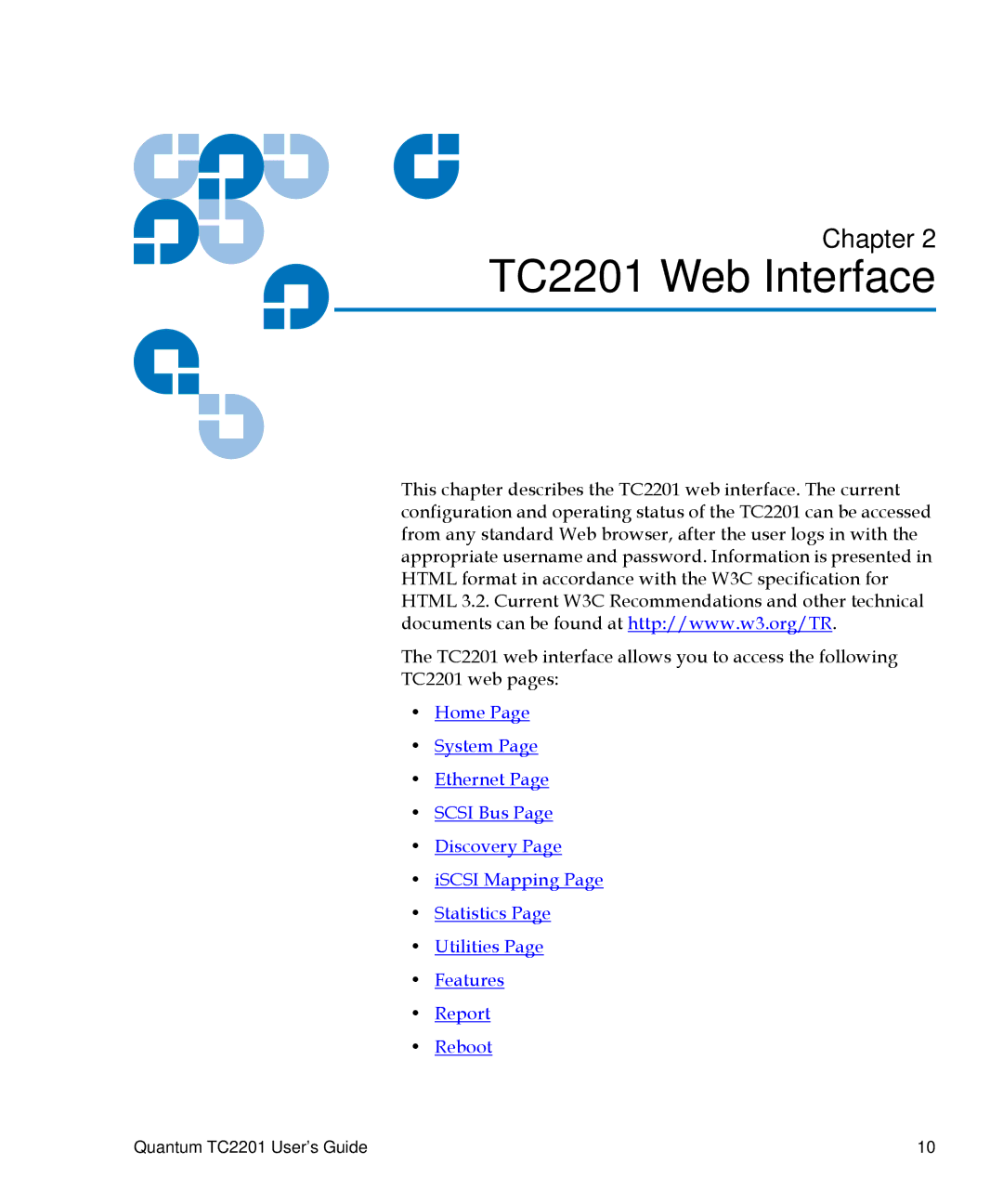 Quantum manual 2TC2201 Web Interface 
