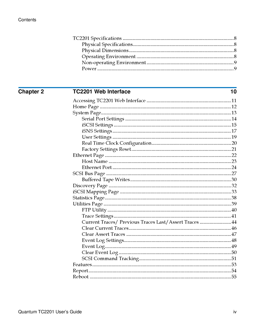 Quantum manual Chapter TC2201 Web Interface 