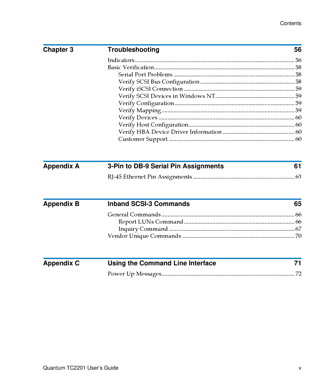 Quantum TC2201 manual Appendix a Pin to DB-9 Serial Pin Assignments 