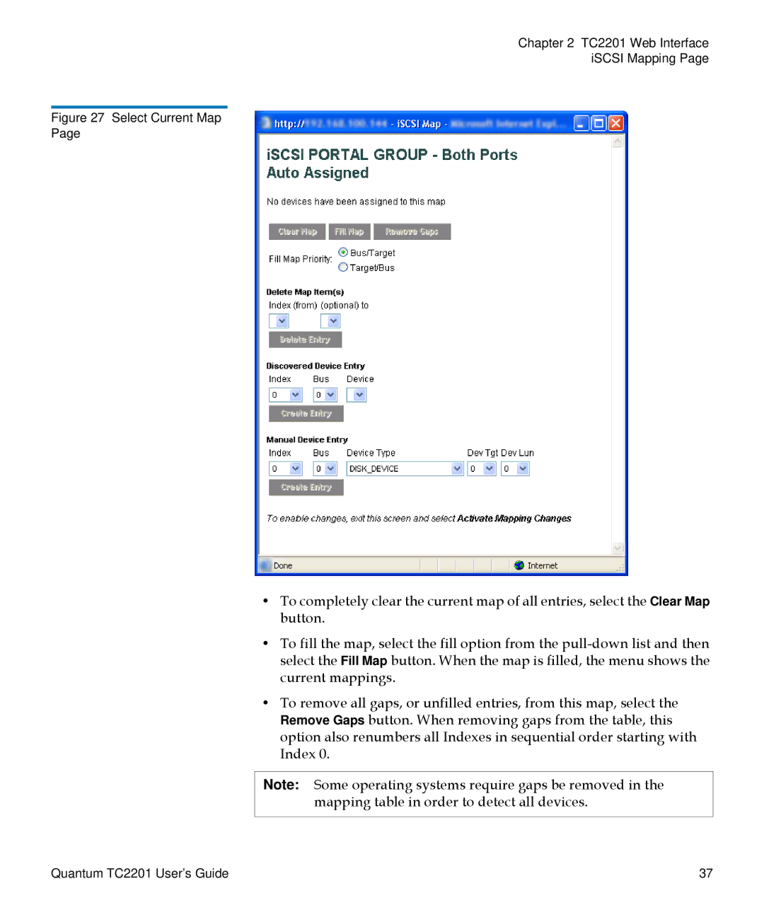 Quantum TC2201 manual Select Current Map 