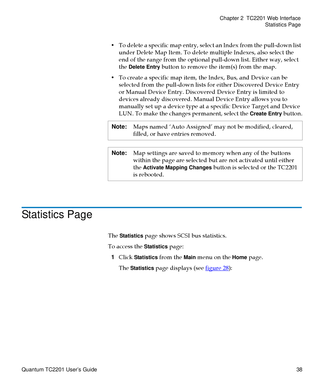 Quantum TC2201 manual Statistics 