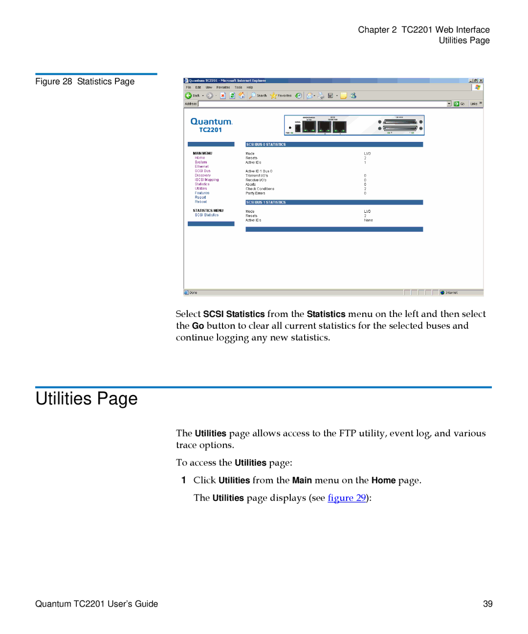 Quantum TC2201 manual Utilities 