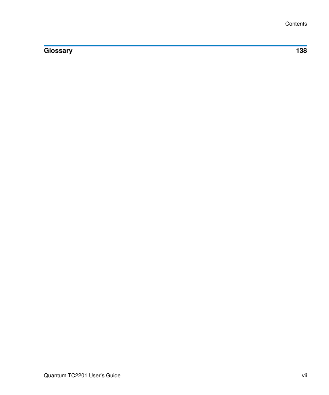 Quantum TC2201 manual Glossary 138 