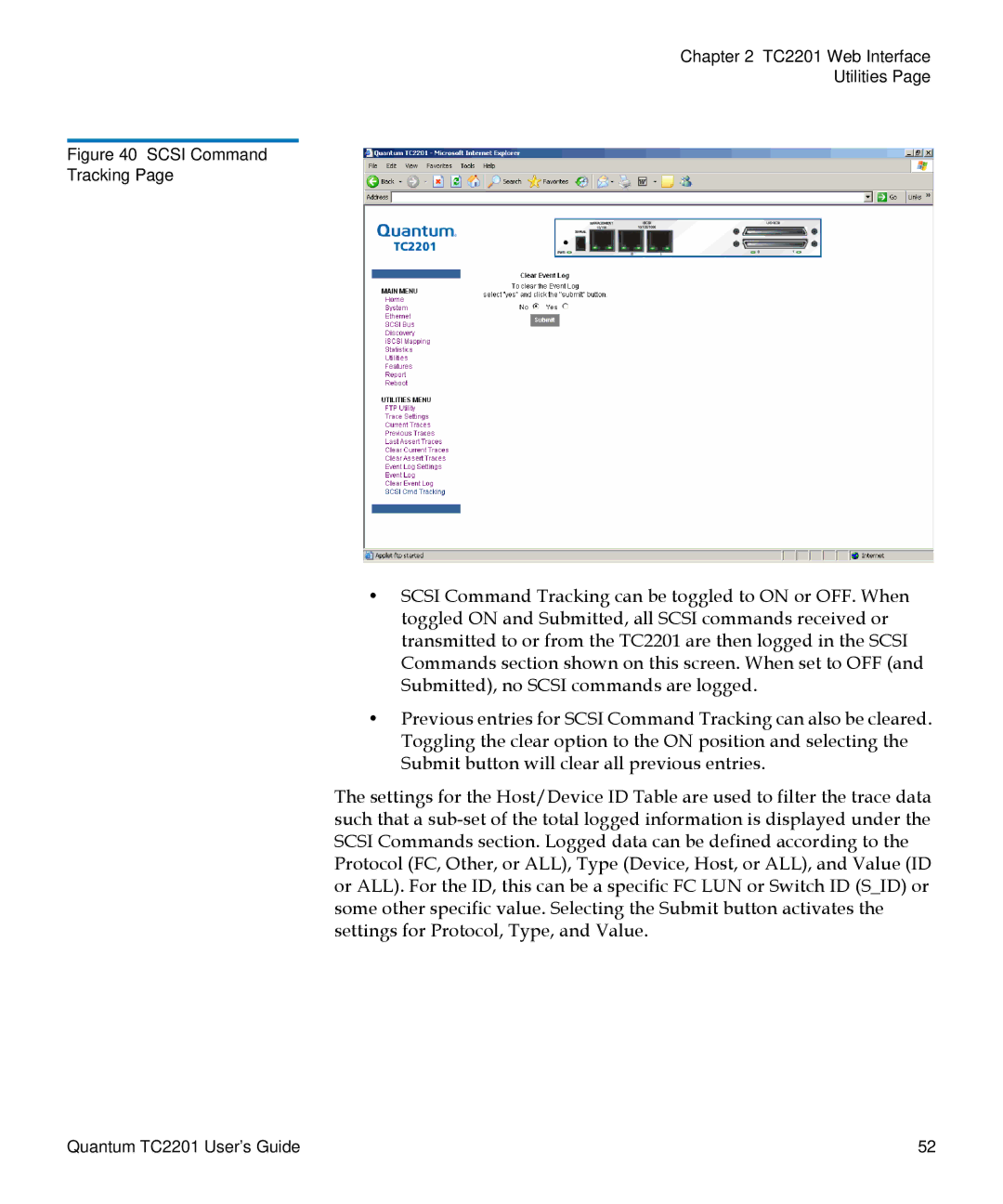 Quantum TC2201 manual Scsi Command Tracking 