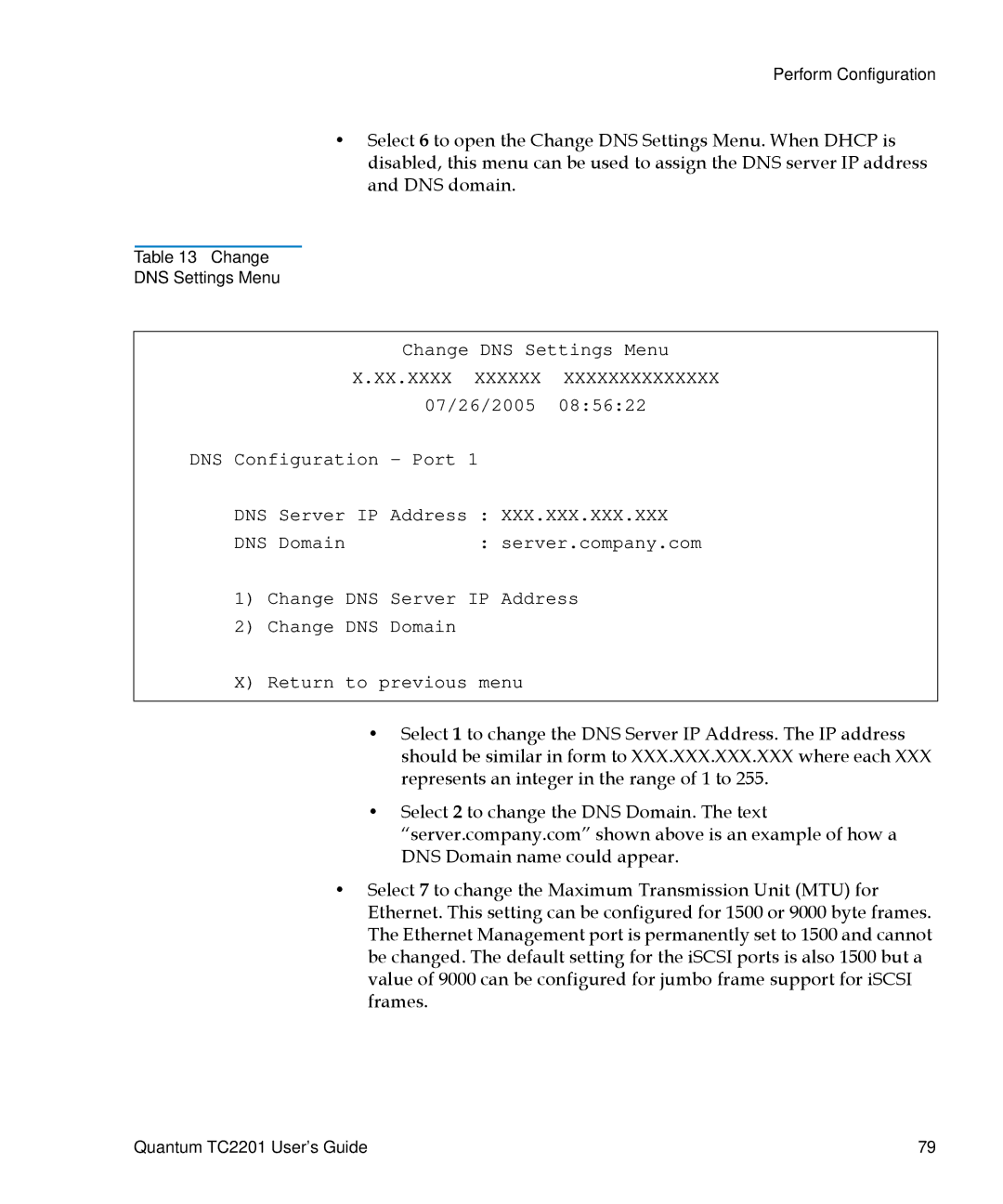 Quantum TC2201 manual Dns 