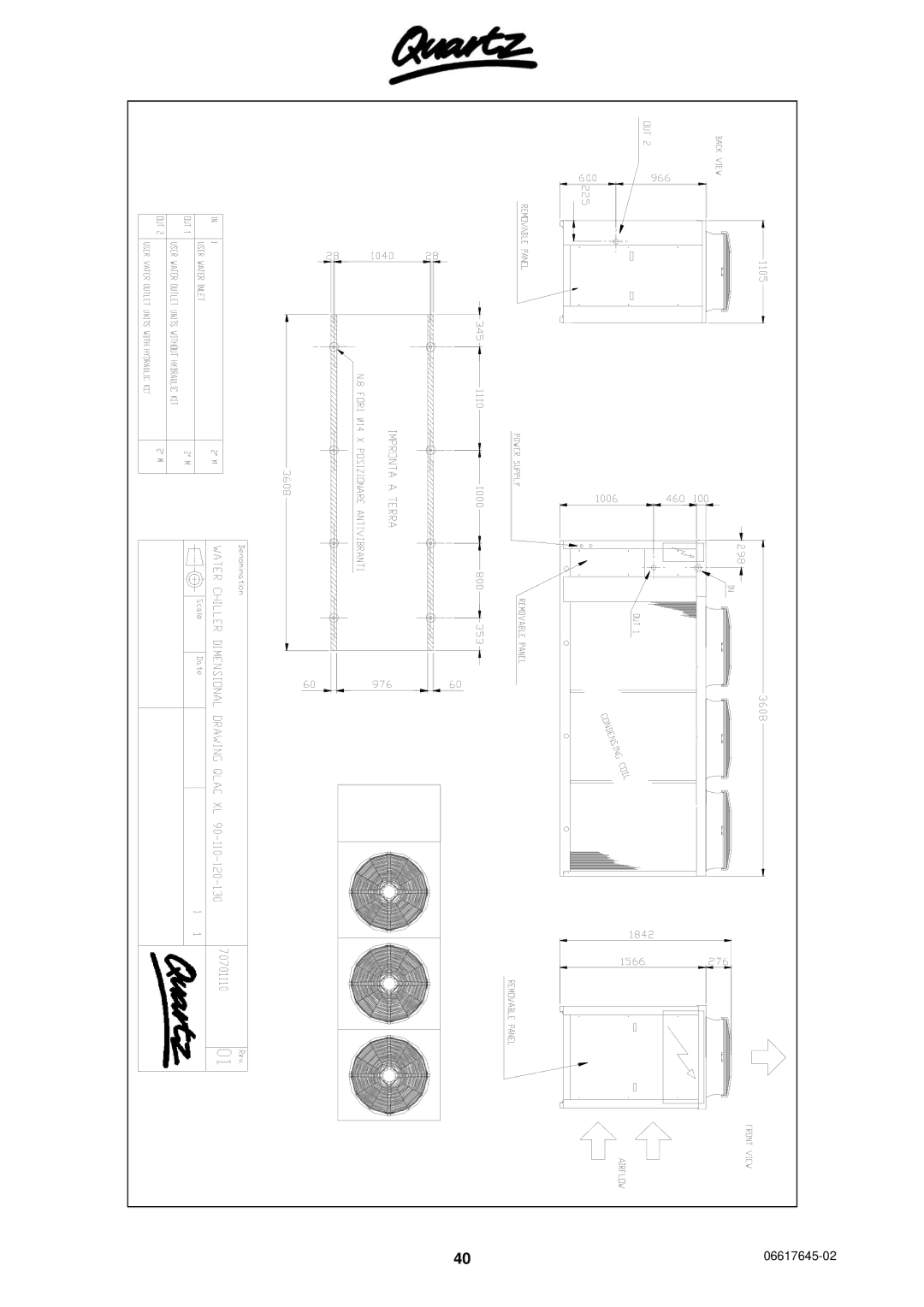 Quartz 06617645-02, TECHNICAL MANUAL AIR COOLED WATER CHILLERS AND HEAT PUMPS WITH AXIAL FANS technical manual 