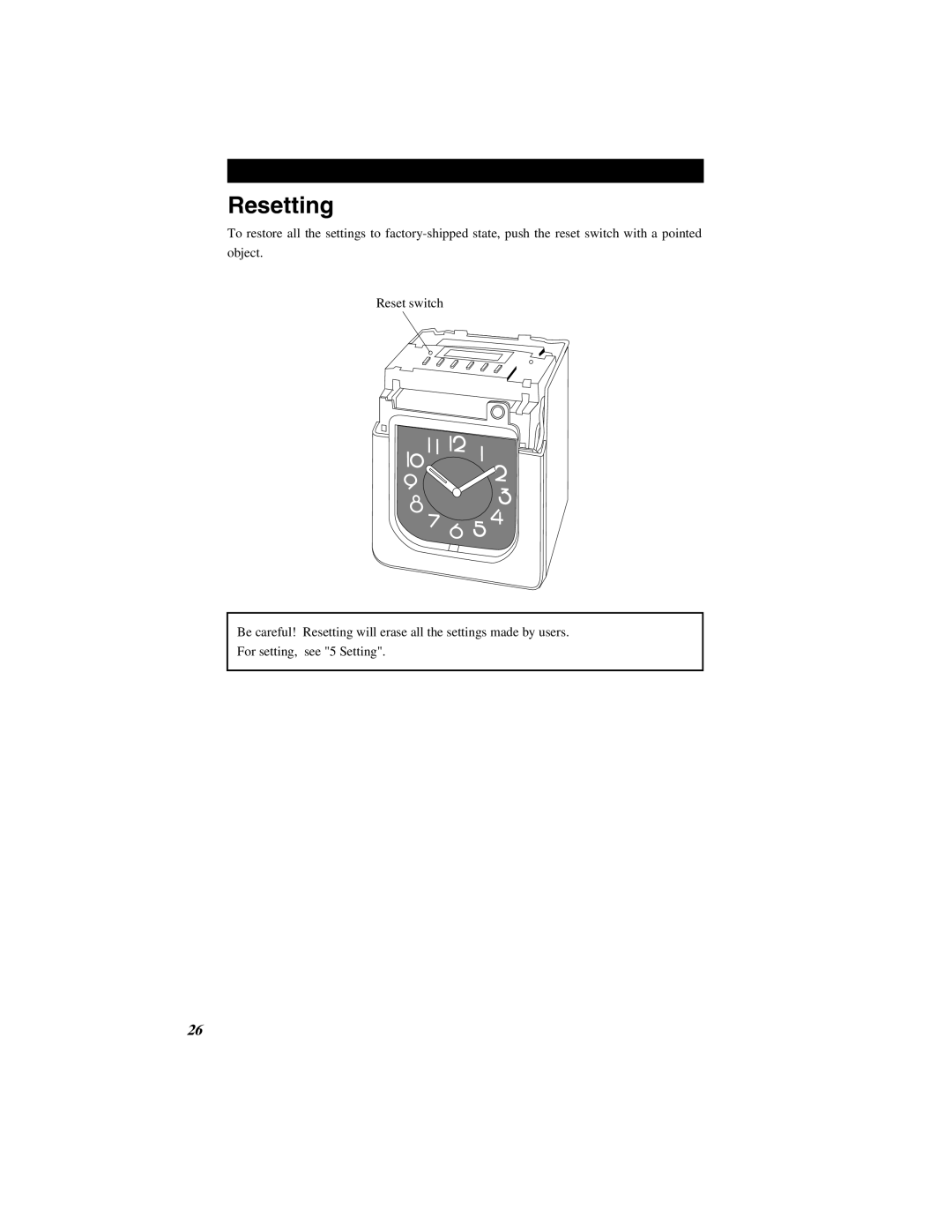 Quartz 500 operation manual Resetting 