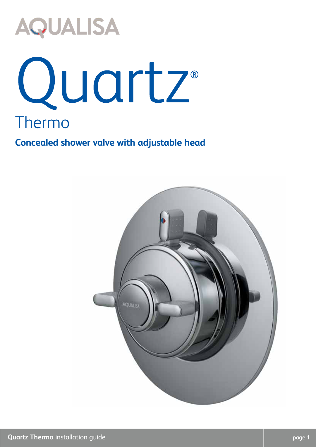 Quartz QZ3111 manual Quartz Thermo installation guide, Concealed shower valve with adjustable head 