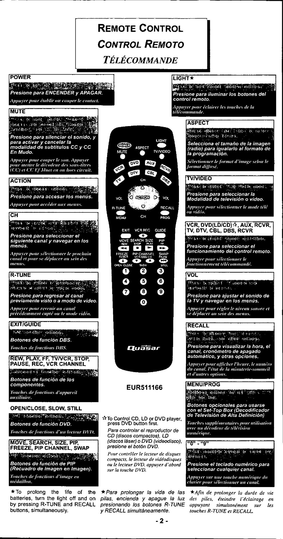 Quasar EUR511166 manual 