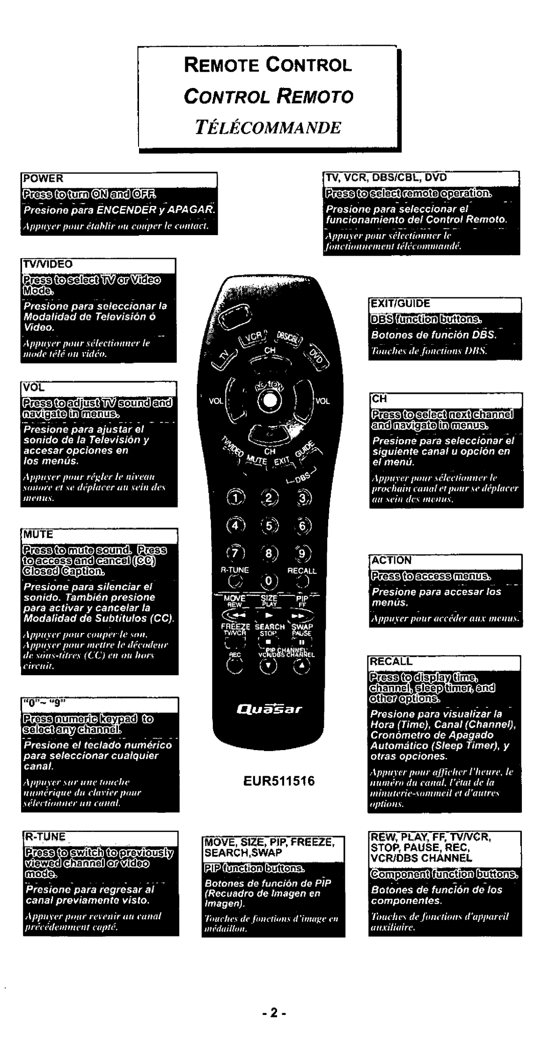 Quasar EUR511516 manual 