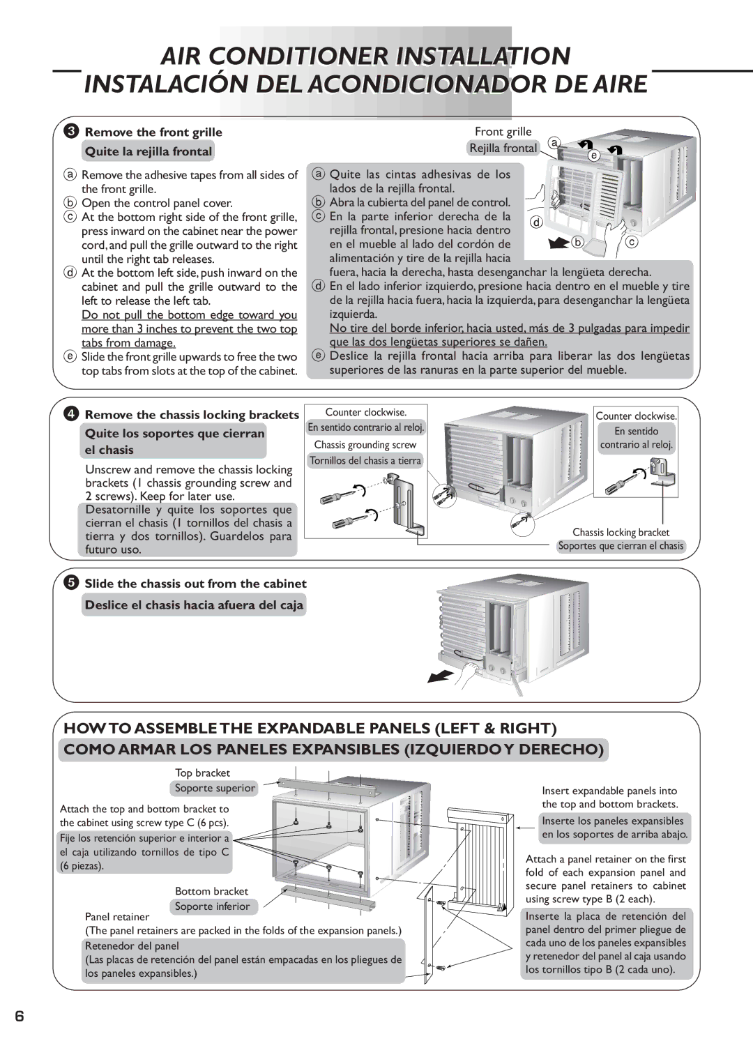 Quasar HQ-2081SH operating instructions Duntil the right tab releases, Etabs from damage, Rejilla frontal 