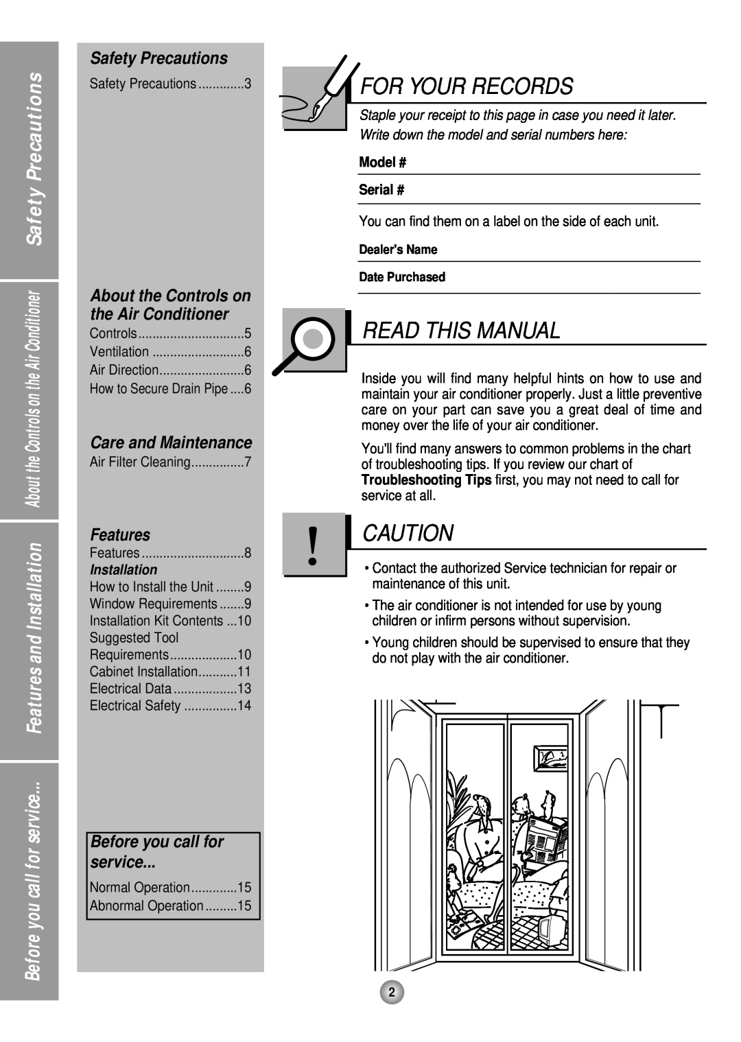 Quasar HQ-2081TH manual For Your Records, Read This Manual, Safety Precautions, Care and Maintenance, Features, service 