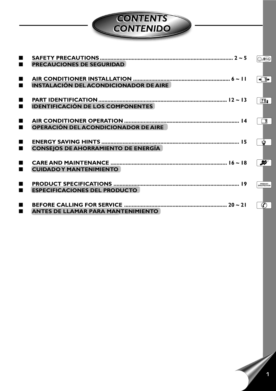 Quasar HQ-2121RH, HQ-2101RH manual Contents Contenido 