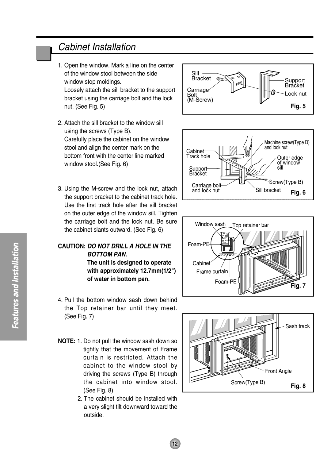 Quasar HQ-2244UH operating instructions Cabinet Installation, Window stop moldings 