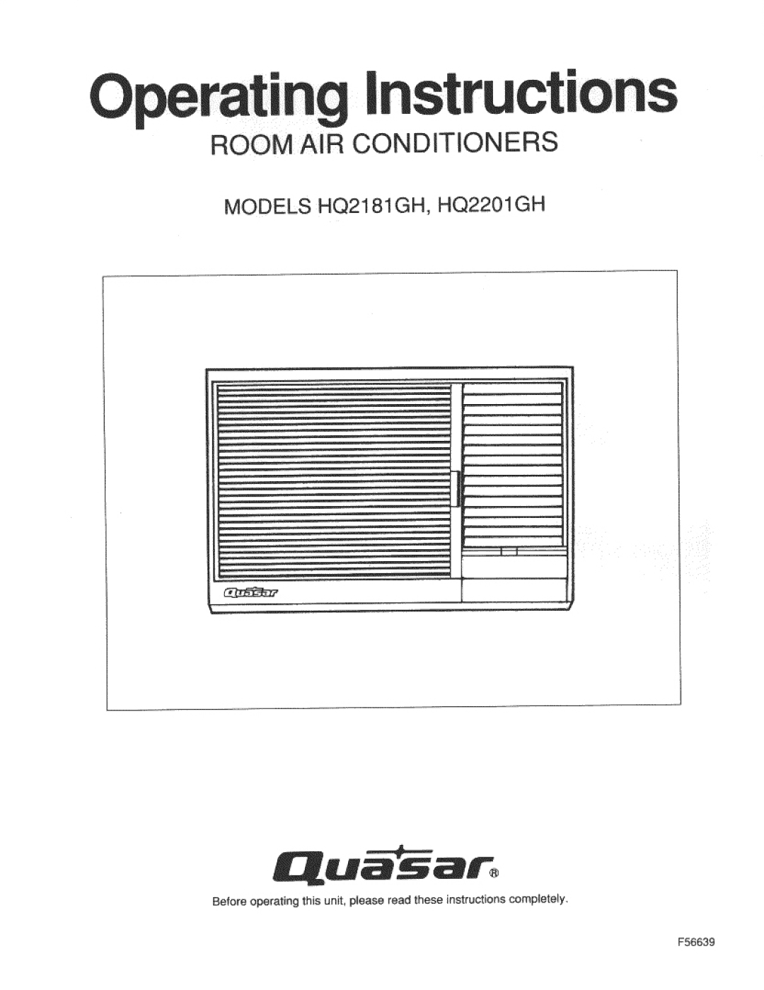 Quasar HQ2201GH, HQ2181GH manual 