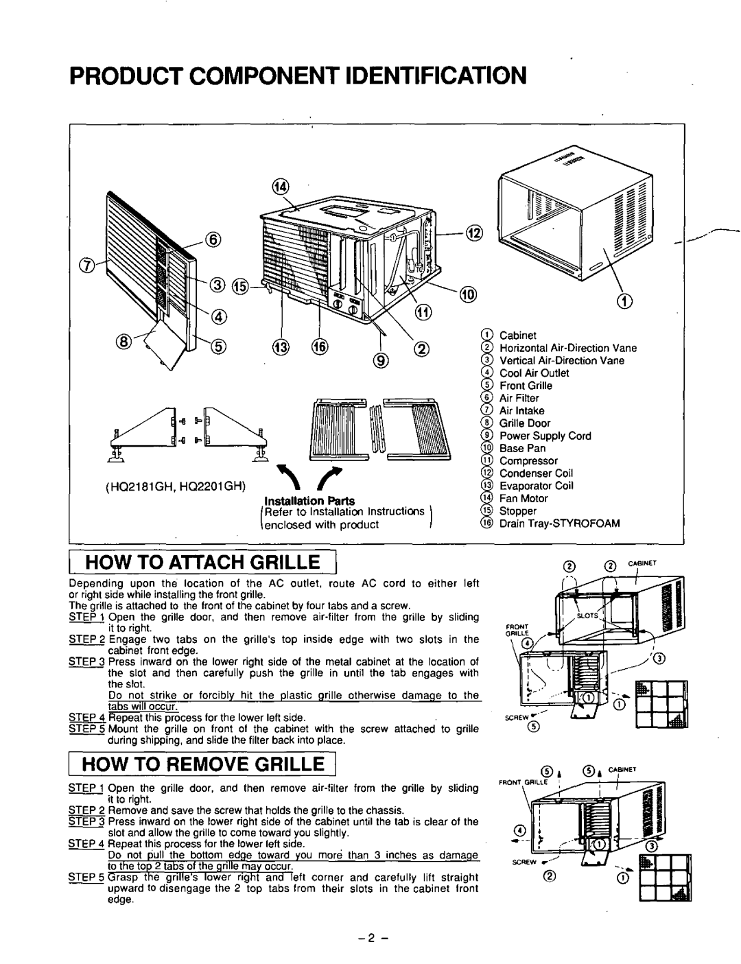 Quasar HQ2201GH, HQ2181GH manual 