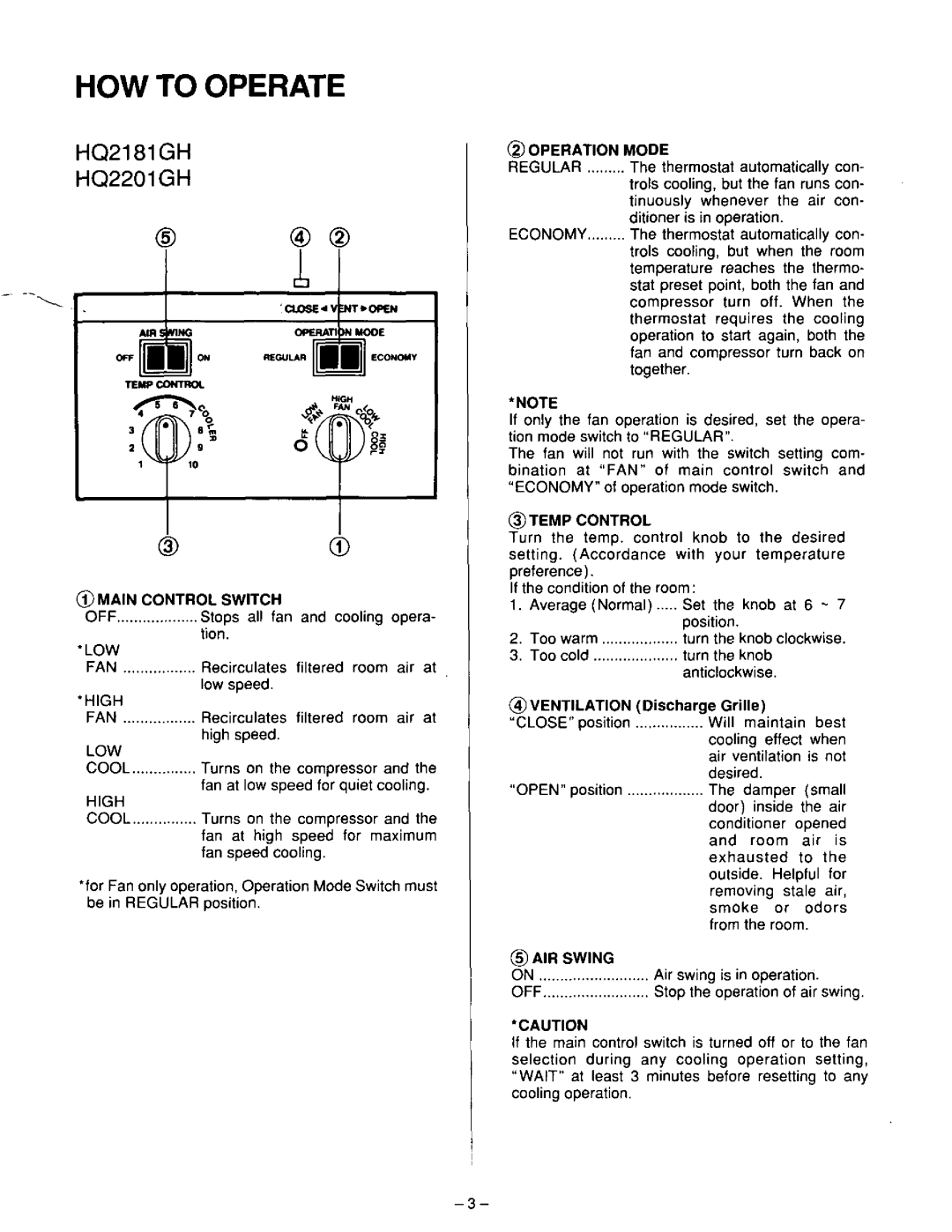 Quasar HQ2181GH, HQ2201GH manual 