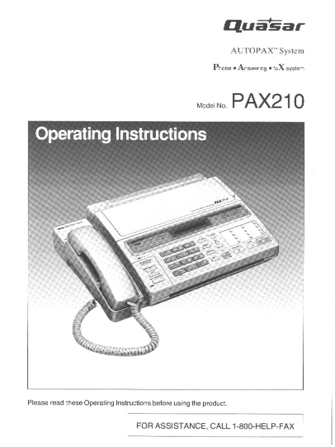 Quasar PAX210 manual 