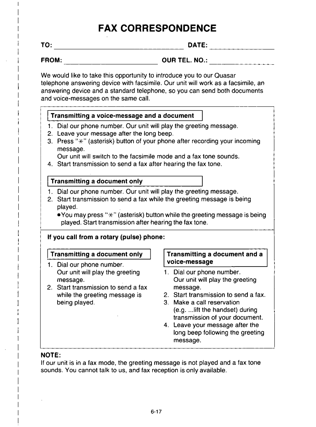 Quasar PAX210 manual 