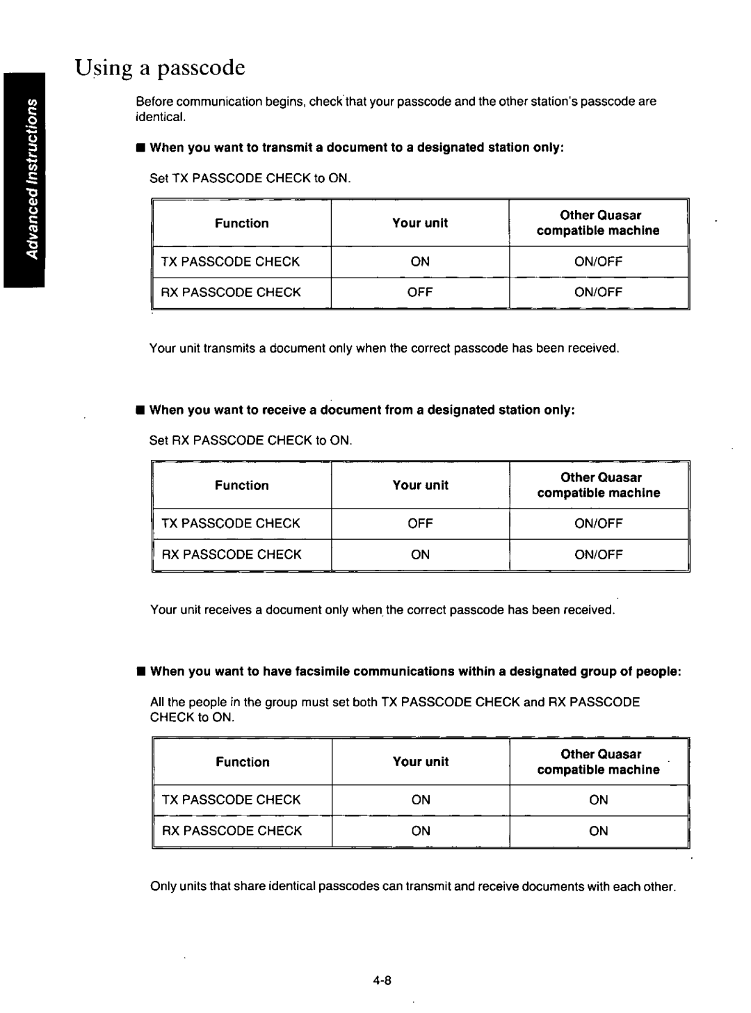 Quasar PAX210 manual 