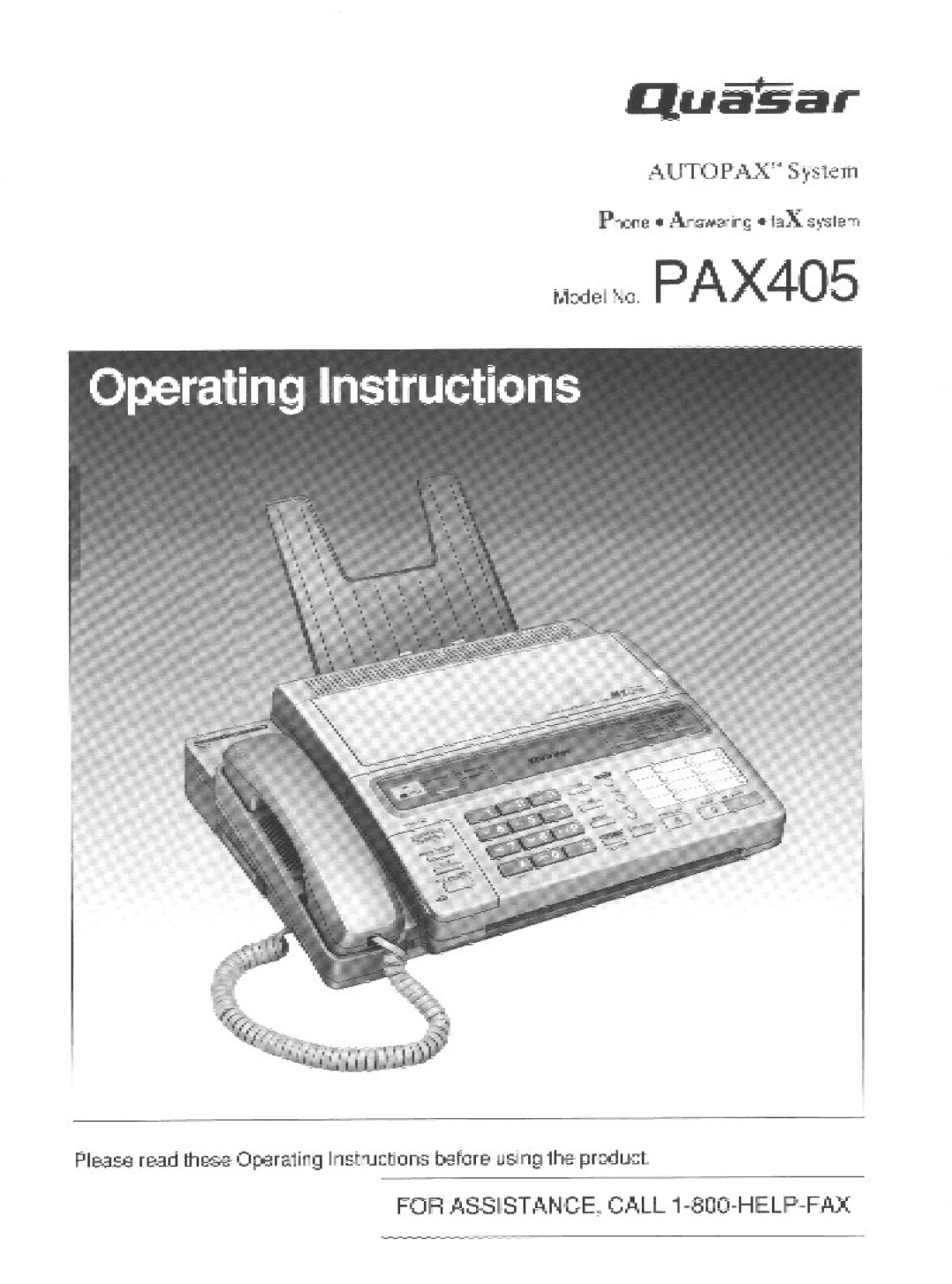 Quasar PAX405 manual 