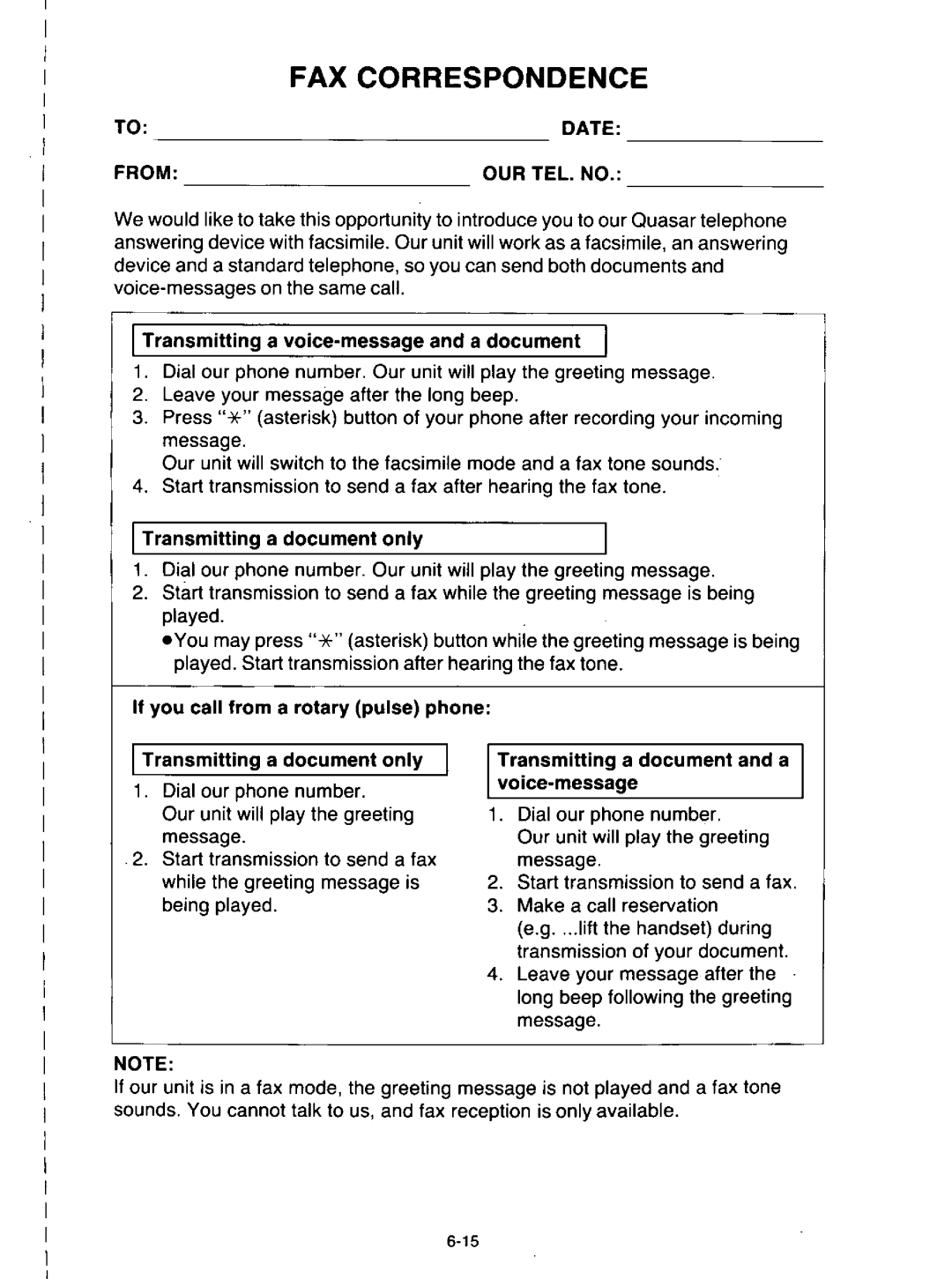 Quasar PAX405 manual 