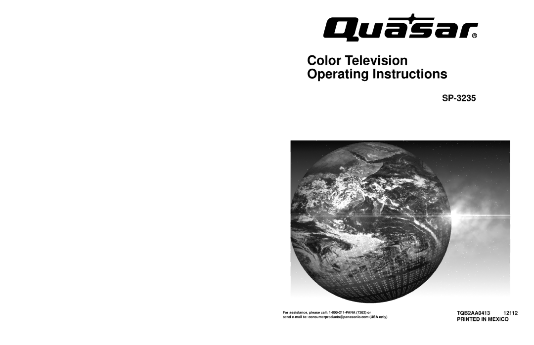 Quasar SP-3235 operating instructions Color Television Operating Instructions 