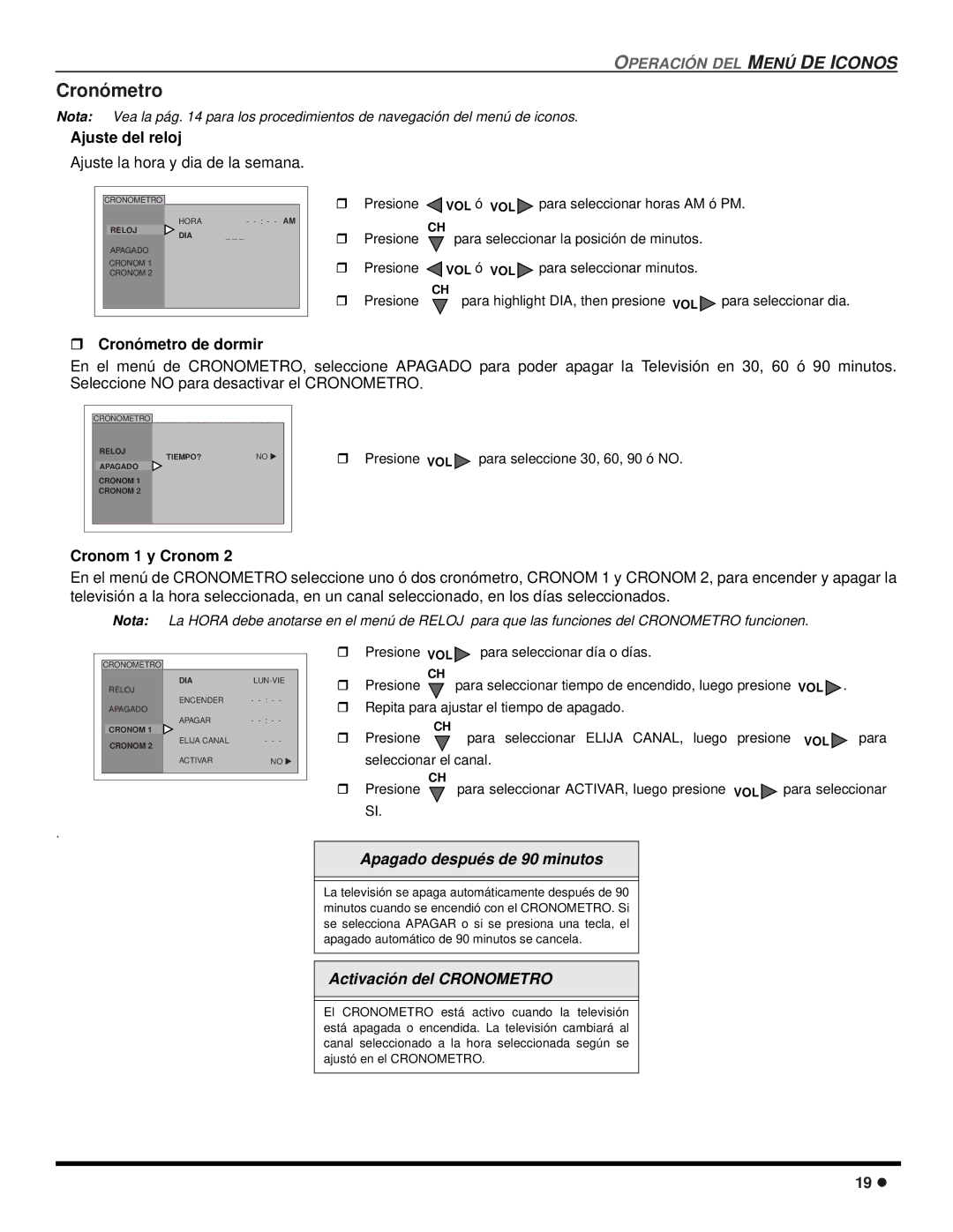 Quasar SP-3235 operating instructions Ajuste del reloj, Ajuste la hora y dia de la semana, Cronómetro de dormir 