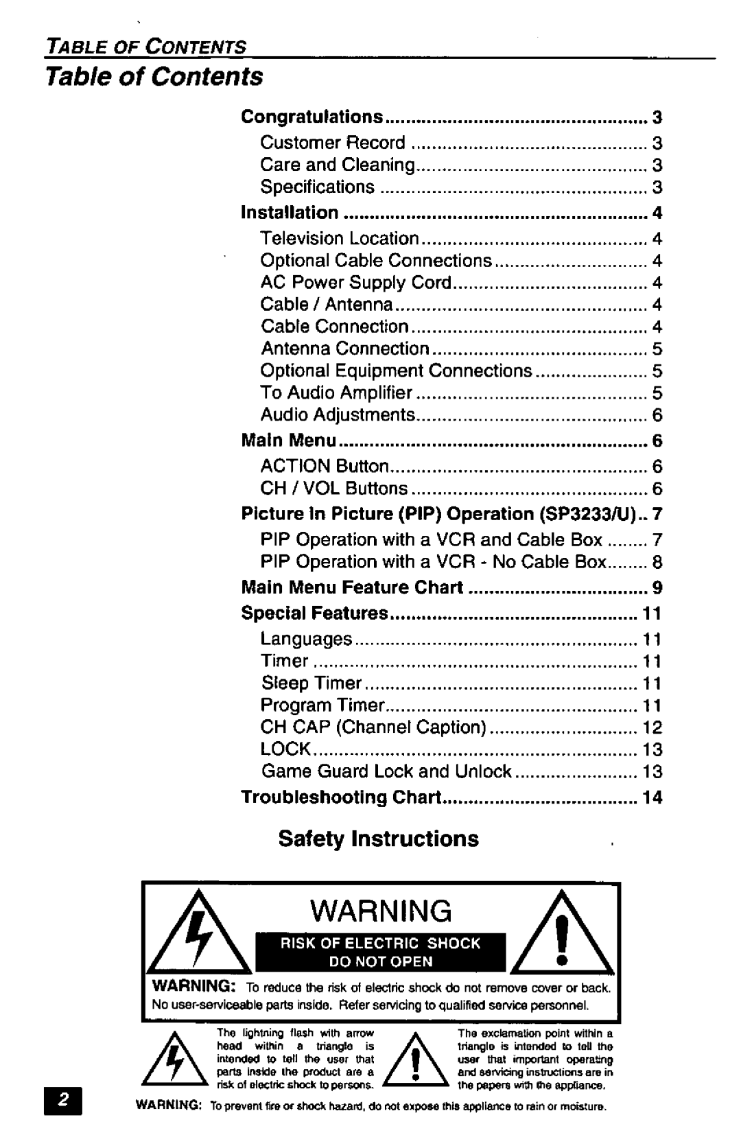 Quasar SP3233, SP2723 manual 