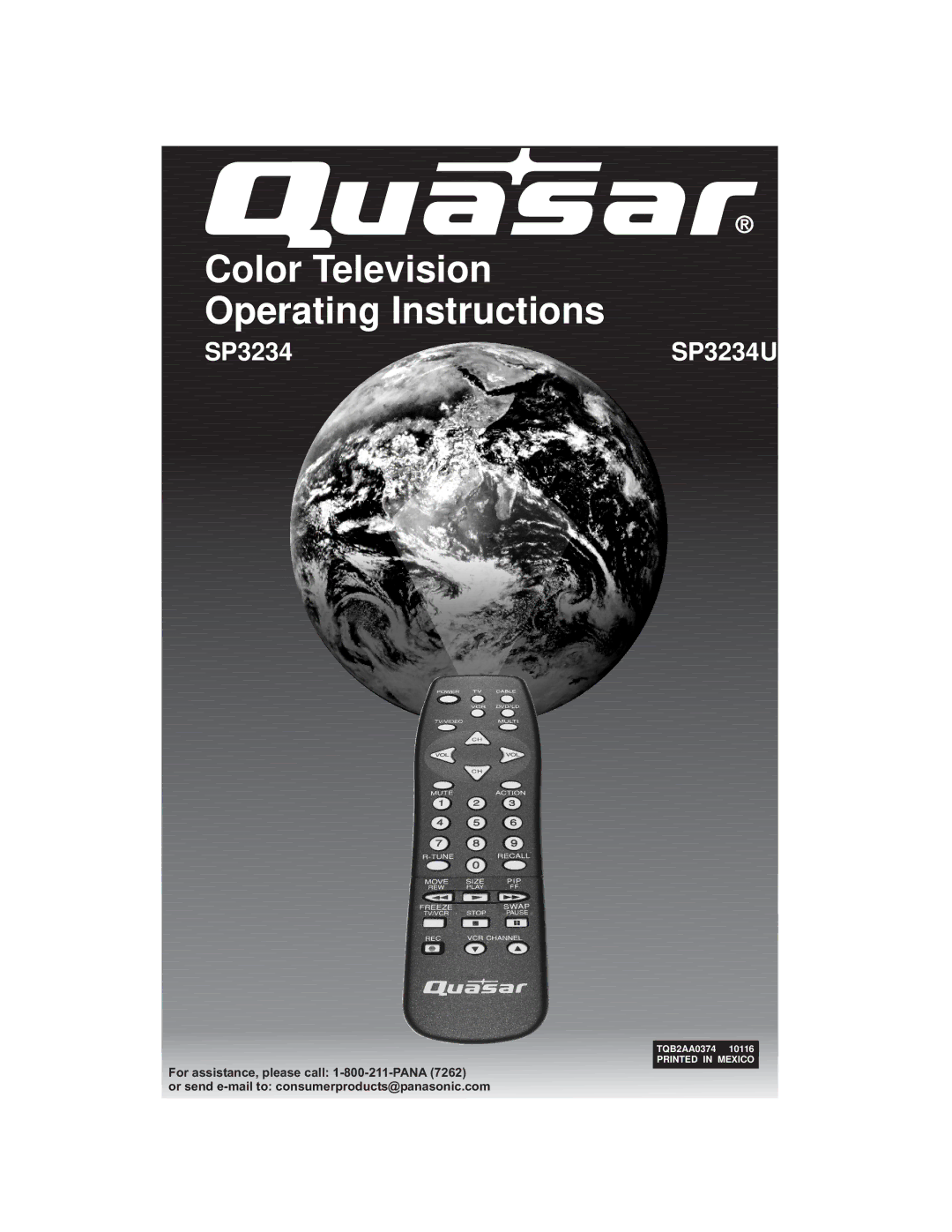 Quasar SP3234, SP3234U manual Color Television Operating Instructions 